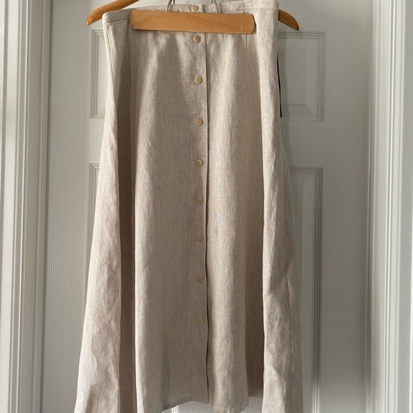 Telluride Clothing Company Dresses & Skirts - Telluride Clothing Company 100% Linen  Natural Button-Front A-Line Skirt NWT